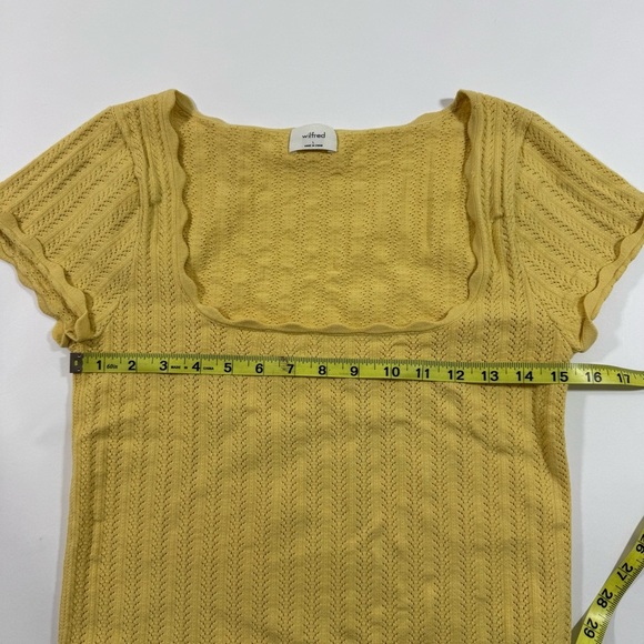 Wilfred Aritzia Parcel Knit Crop Top Yellow Shirt Size Large - Picture 7 of 8